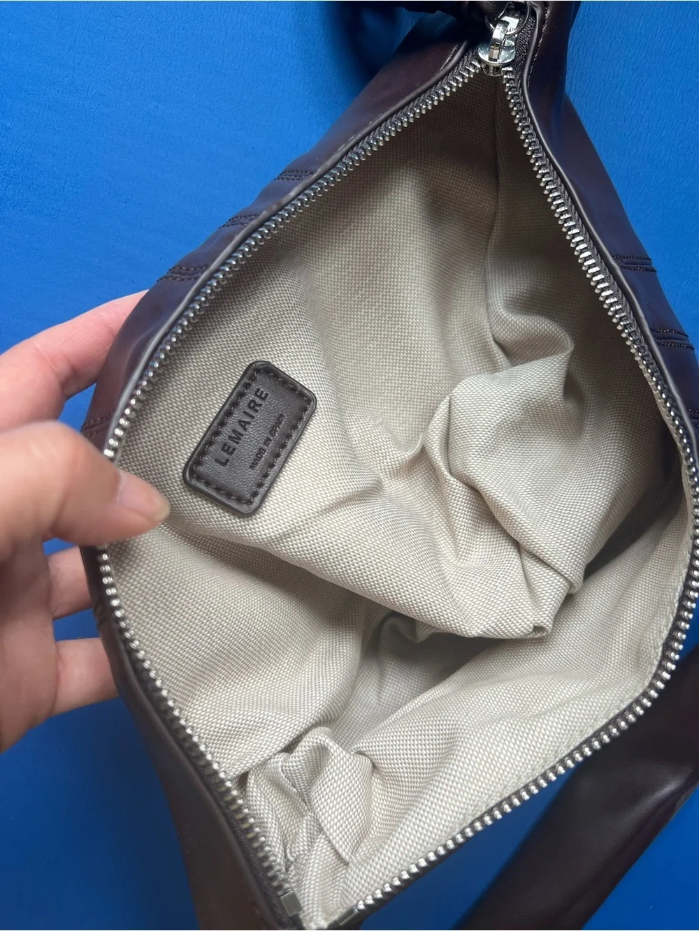 Lemaire Dark Brown Leather Logo Patch